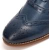 imageMona flying Womens Leather Oxfords Brogue Wingtips Lace up Flat Office Work Shoes for LadiesBlack Blue