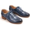imageMona flying Womens Leather Oxfords Brogue Wingtips Lace up Flat Office Work Shoes for LadiesBlack Blue