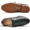 imageMona flying Womens Leather Oxfords Brogue Wingtips Lace up Flat Office Work Shoes for LadiesBlackGreen