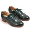 imageMona flying Womens Leather Oxfords Brogue Wingtips Lace up Flat Office Work Shoes for LadiesBlackGreen