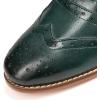 imageMona flying Womens Leather Oxfords Brogue Wingtips Lace up Flat Office Work Shoes for LadiesBlackGreen