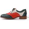 imageMona flying Womens Leather Oxfords Brogue Wingtips Lace up Flat Office Work Shoes for LadiesDark Greenredoffwhite