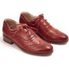 imageMona flying Womens Leather Oxfords Brogue Wingtips Lace up Flat Office Work Shoes for LadiesJujube Red