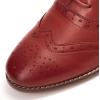 imageMona flying Womens Leather Oxfords Brogue Wingtips Lace up Flat Office Work Shoes for LadiesJujube Red