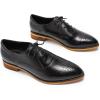 imageMona flying Womens Leather Perforated Laceup Oxfords Brogue Derby Shoes for LadiesBlack