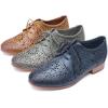 imageMona flying Womens Leather Perforated Laceup Oxfords Brogue Derby Shoes for LadiesBlue