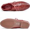 imageMona flying Womens Leather Perforated Laceup Oxfords Brogue Derby Shoes for LadiesDeep Red