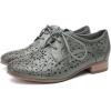 imageMona flying Womens Leather Perforated Laceup Oxfords Brogue Derby Shoes for LadiesGrey