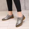 imageMona flying Womens Leather Perforated Laceup Oxfords Brogue Derby Shoes for LadiesLight Grey
