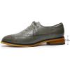 imageMona flying Womens Leather Perforated Laceup Oxfords Brogue Derby Shoes for LadiesLight Grey