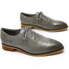 imageMona flying Womens Leather Perforated Laceup Oxfords Brogue Derby Shoes for LadiesLight Grey