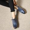 imageMona flying Womens Leather Perforated Laceup Oxfords Brogue Wingtip Derby Shoes for LadiesBlue