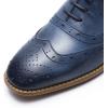 imageMona flying Womens Leather Perforated Laceup Oxfords Brogue Wingtip Derby Shoes for LadiesBlue