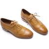 imageMona flying Womens Leather Perforated Laceup Oxfords Brogue Wingtip Derby Shoes for LadiesBrown