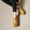 imageMona flying Womens Leather Perforated Laceup Oxfords Brogue Wingtip Derby Shoes for LadiesBrown