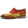 imageMona flying Womens Leather Perforated Laceup Oxfords Brogue Wingtip Derby Shoes for LadiesBrownyellowred