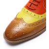 imageMona flying Womens Leather Perforated Laceup Oxfords Brogue Wingtip Derby Shoes for LadiesBrownyellowred