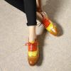 imageMona flying Womens Leather Perforated Laceup Oxfords Brogue Wingtip Derby Shoes for LadiesBrownyellowred