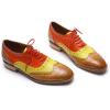 imageMona flying Womens Leather Perforated Laceup Oxfords Brogue Wingtip Derby Shoes for LadiesBrownyellowred