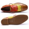 imageMona flying Womens Leather Perforated Laceup Oxfords Brogue Wingtip Derby Shoes for LadiesBrownyellowred