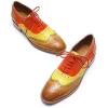 imageMona flying Womens Leather Perforated Laceup Oxfords Brogue Wingtip Derby Shoes for LadiesBrownyellowred