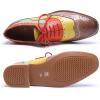 imageMona flying Womens Leather Perforated Laceup Oxfords Brogue Wingtip Derby Shoes for LadiesCoffeeyellowred