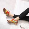 imageMona flying Womens Leather Perforated Laceup Oxfords Brogue Wingtip Derby Shoes for LadiesCoffeeyellowred