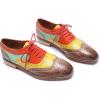 imageMona flying Womens Leather Perforated Laceup Oxfords Brogue Wingtip Derby Shoes for LadiesCoffeeyellowred