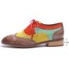 imageMona flying Womens Leather Perforated Laceup Oxfords Brogue Wingtip Derby Shoes for LadiesCoffeeyellowred