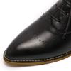 imageMona flying Womens Pointed Toe Leather Oxfords Brogue Stylish Lace up Leather Shoes for WorkBlack