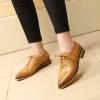 imageMona flying Womens Pointed Toe Leather Oxfords Brogue Stylish Lace up Leather Shoes for WorkBrown