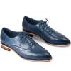 imageMona flying Womens Pointed Toe Leather Oxfords Brogue Stylish Lace up Leather Shoes for WorkDark Blue