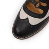 imageMona flying Womens Wingtip Oxfords Chunky Heel Lace up Dress Pumps Perforated Round Toe 4cm Mid Heel Leather Shoes for LadiesBlack Offwhite