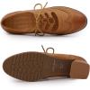 imageMona flying Womens Wingtip Oxfords Chunky Heel Lace up Dress Pumps Perforated Round Toe 4cm Mid Heel Leather Shoes for LadiesBrown