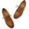 imageMona flying Womens Wingtip Oxfords Chunky Heel Lace up Dress Pumps Perforated Round Toe 4cm Mid Heel Leather Shoes for LadiesBrown