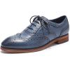 imageMona flying Womens Comfortable Wingtip Oxfords Brogue Saddle Laceup Leather Shoes for LadiesBlue