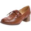 imageMona flying Womens Leather 4 cm Mid Chunky Heel Wingtip Oxfords Brogue Lace up Dress Pumps Heel Office Work Shoes for LadiesRustyred