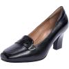 imageMona flying Womens Leather 7 cm Chunky Heel Loafers Pumps Square Toe High Heel Office Work Dress Shoes for LadiesBlack