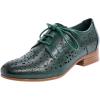 imageMona flying Womens Leather Perforated Laceup Oxfords Brogue Derby Shoes for LadiesBlackish Green