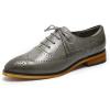 imageMona flying Womens Leather Perforated Laceup Oxfords Brogue Derby Shoes for LadiesLight Grey