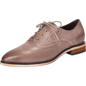 imageMona flying Womens Pointed Toe Leather Oxfords Brogue Stylish Lace up Leather Shoes for WorkCoffee