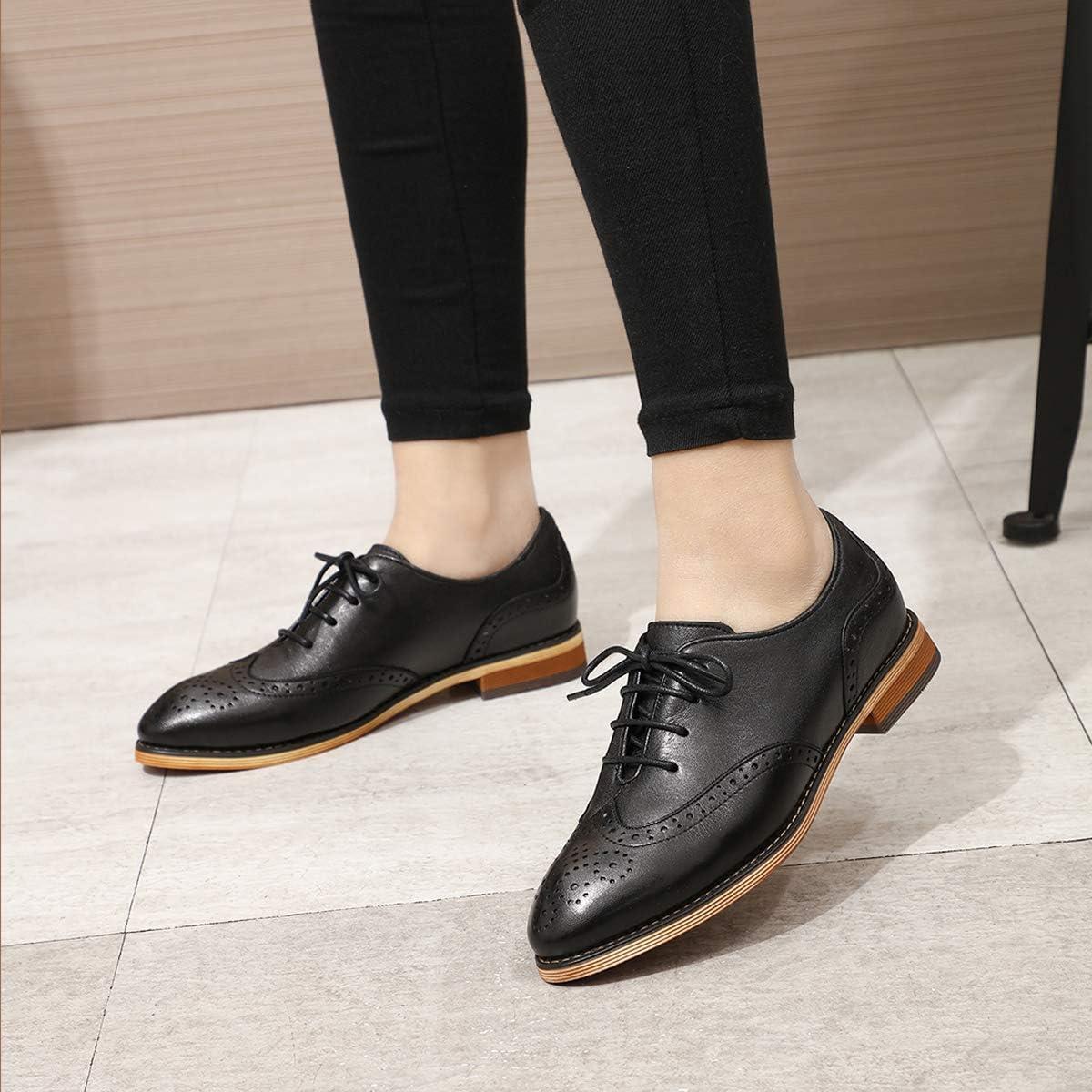 imageMona flying Wingtip Oxfords for Women Laceup Leather Shoes for LadiesBlack