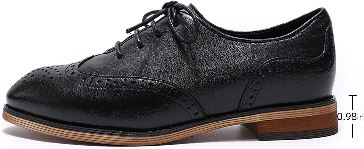 imageMona flying Wingtip Oxfords for Women Laceup Leather Shoes for LadiesBlack