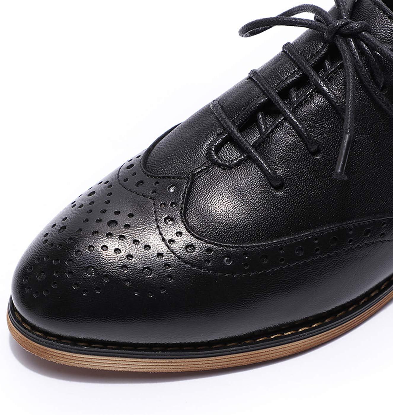 imageMona flying Wingtip Oxfords for Women Laceup Leather Shoes for LadiesBlack