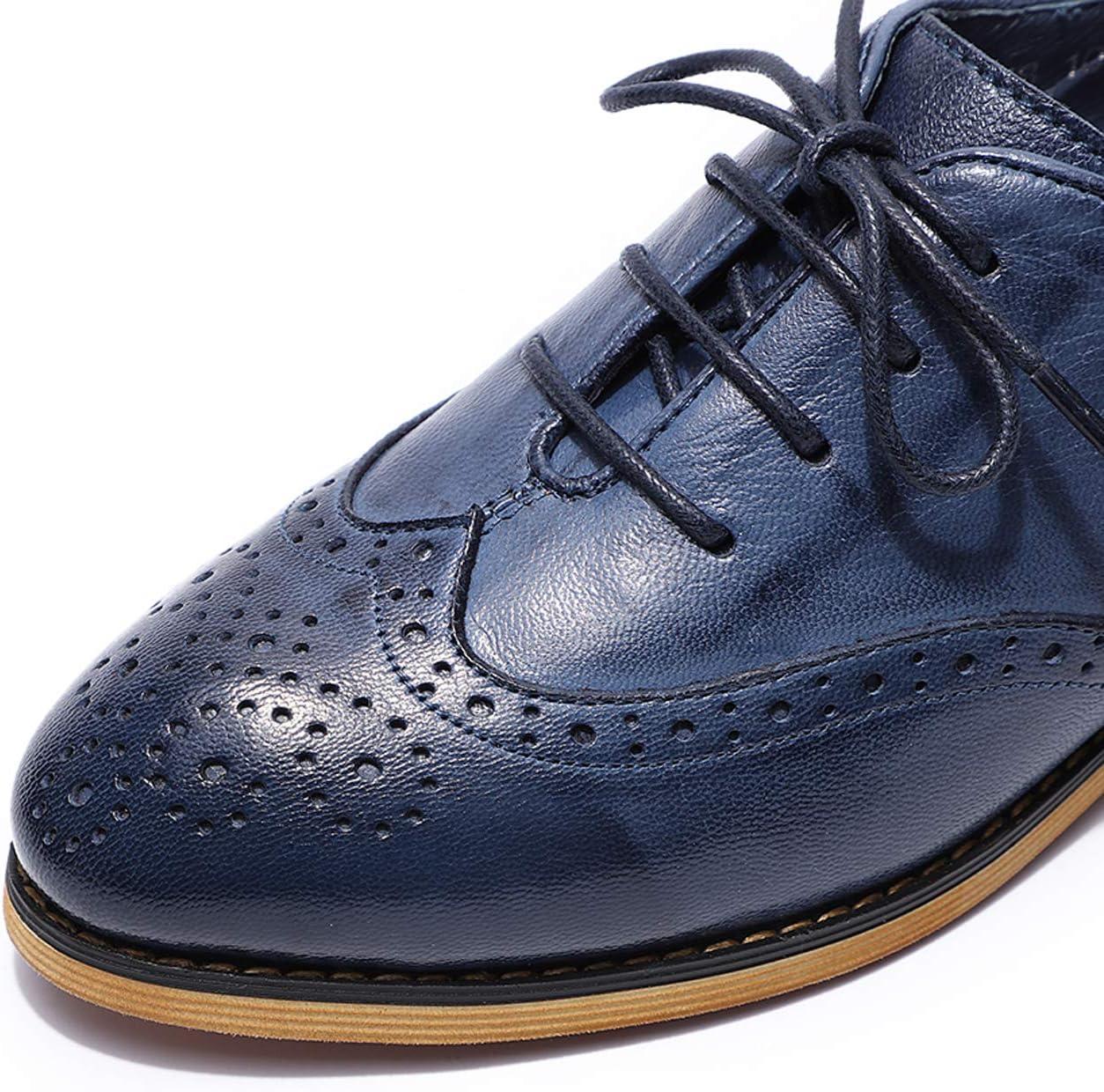 imageMona flying Wingtip Oxfords for Women Laceup Leather Shoes for LadiesBlue