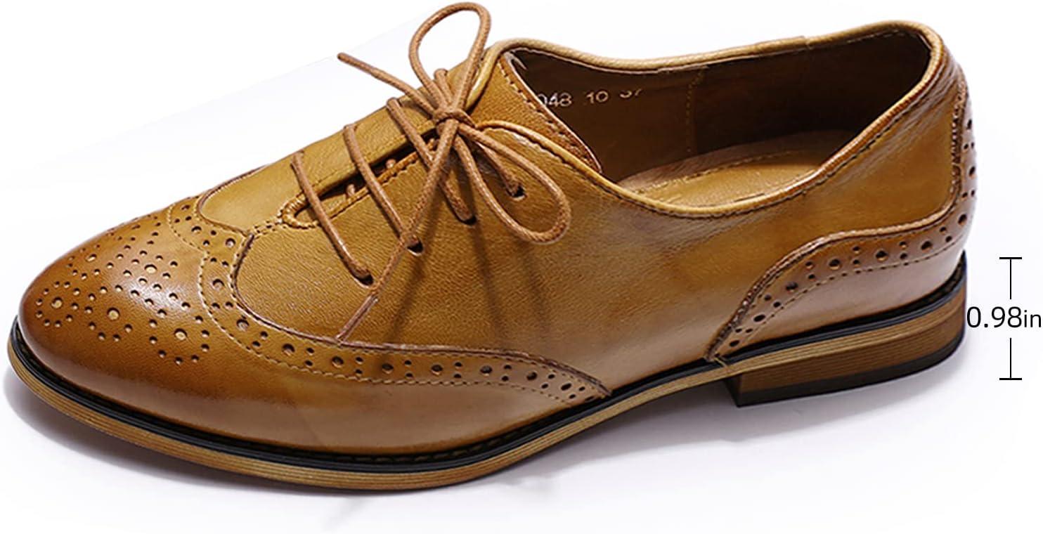 imageMona flying Wingtip Oxfords for Women Laceup Leather Shoes for LadiesBrown