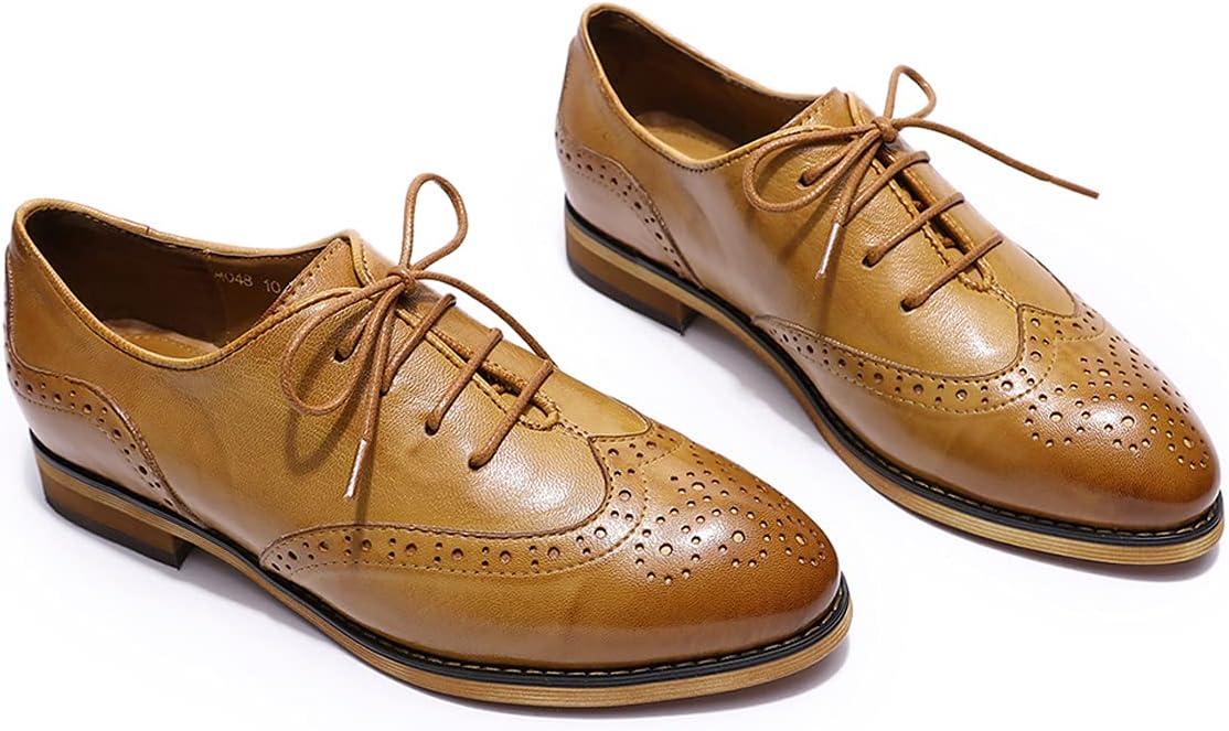 imageMona flying Wingtip Oxfords for Women Laceup Leather Shoes for LadiesBrown