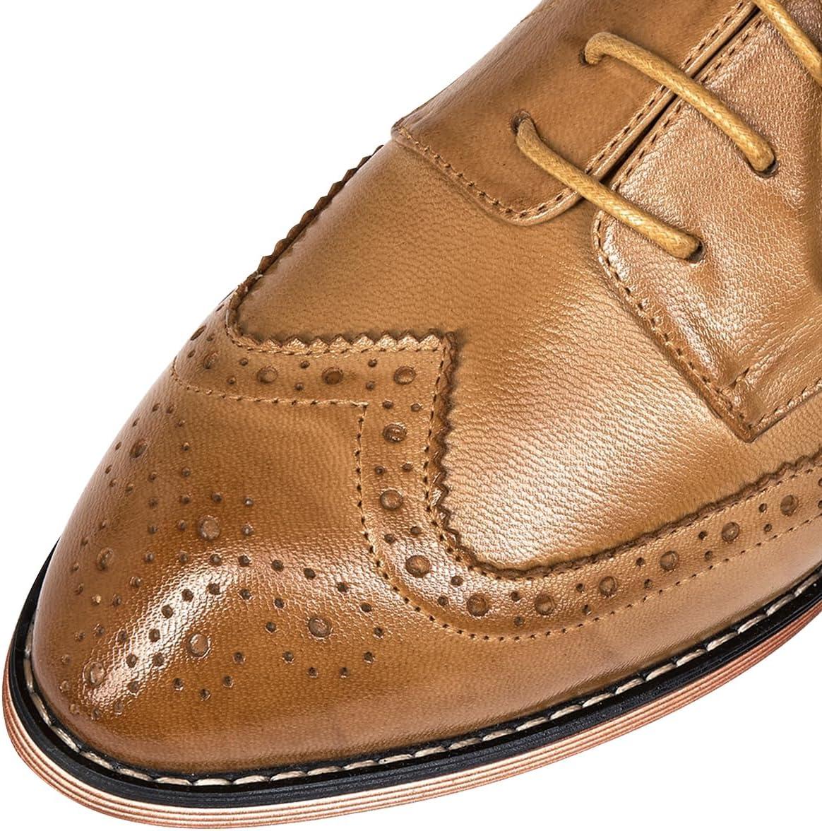 imageMona flying Womens Comfortable Multicolored Wingtip Oxfords Brogue Laceup Leather Shoes for Womens LadiesNut Brown