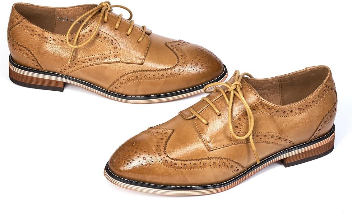 imageMona flying Womens Comfortable Multicolored Wingtip Oxfords Brogue Laceup Leather Shoes for Womens LadiesNut Brown