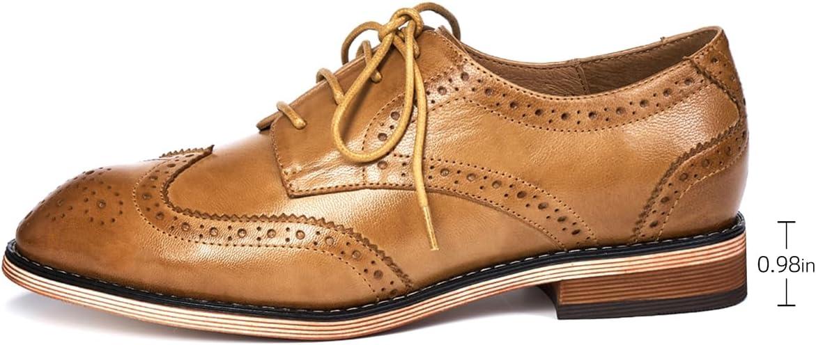 imageMona flying Womens Comfortable Multicolored Wingtip Oxfords Brogue Laceup Leather Shoes for Womens LadiesNut Brown